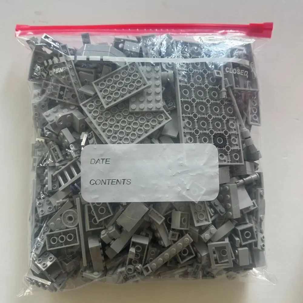 Lot of 1lb Gray Lego Bricks Various Sizes/Shapes/Parts AS IS
